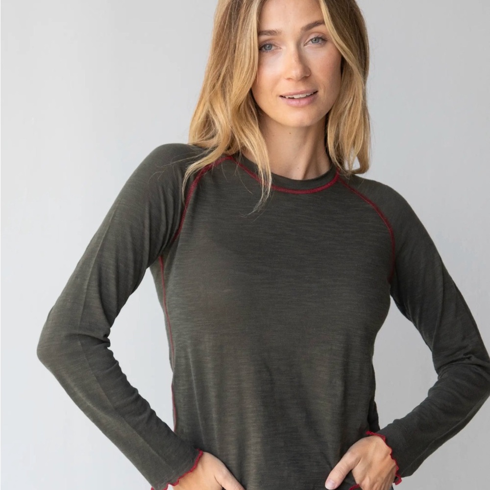 Charcoal Cotton Long Sleeve Top